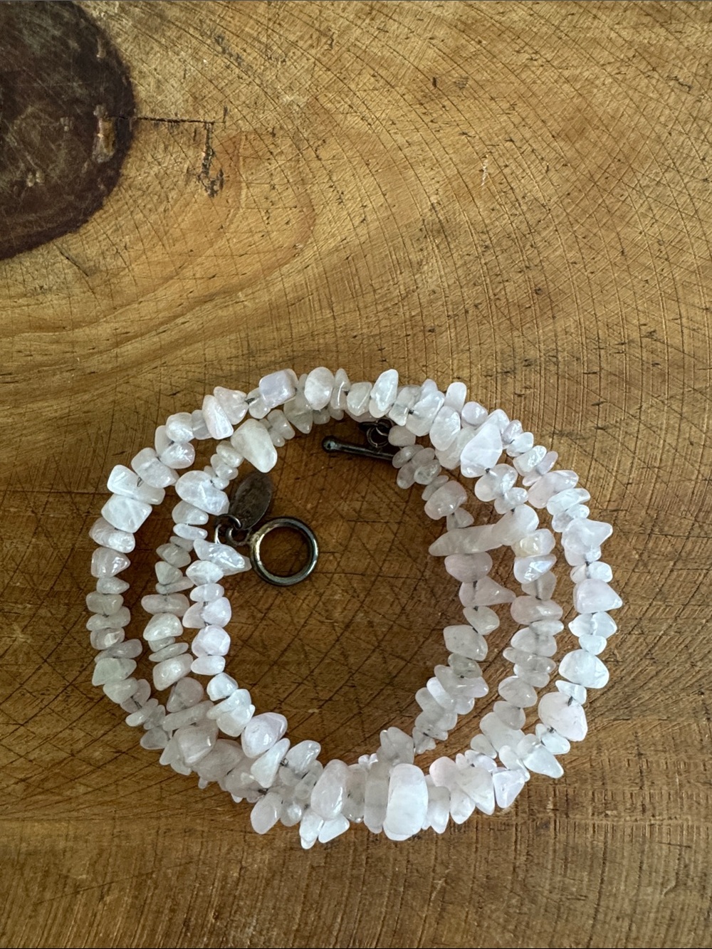 Rose Quartz Chip Beaded Wrap Bracelet - Brand Unknown